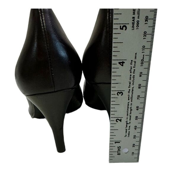 Gianni Bini Brown Leather Peep Toe Heels with Bow Detail - Women's Shoes - Picture 8 of 14